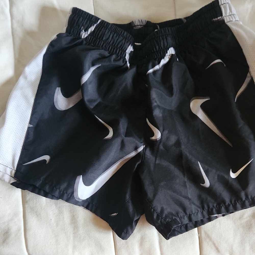Nike Kids Black and White Swoosh Shorts